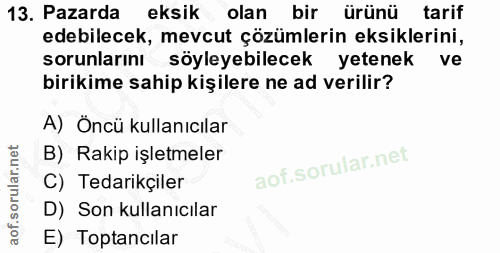 13. soru: Pazarda eksik olan bir ürünü tarif edebilecek, mevcut çözümlerin eksiklerini, sorunlarını söyleyebilecek yetenek ve b…