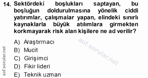 14. soru: Sektördeki boşlukları saptayan, bu boşluğun doldurulmasına yönelik ciddi yatırımlar, çalışmalar yapan, elindeki sınır…