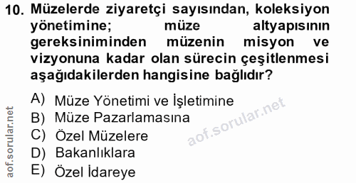 10. soru: Müzelerde ziyaretçi sayısından, koleksiyon yonetimine; müze altyapısının gereksiniminden müzenin misyon ve vizyonuna…