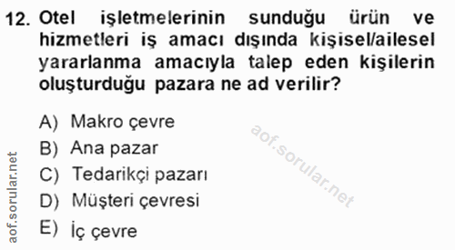 12. soru: Otel işletmelerinin sundugu ürün ve hizmetleri iş amacı dışında kişisel/ailesel yararlanma amacıyla talep eden kişile…
