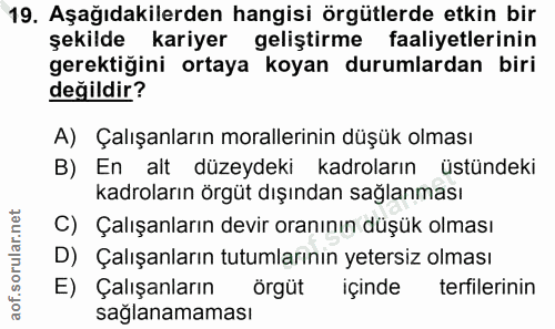 19. soru: Aşağıdakilerden hangisi örgütlerde etkin bir şekilde kariyer geliştirme faaliyetlerinin gerektiğini ortaya koyan duru…