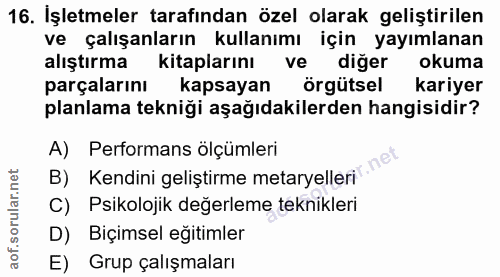 16. soru: İşletmeler tarafından özel olarak geliştirilen ve çalışanların kullanımı için yayımlanan alıştirma kitaplarını ve diğ…