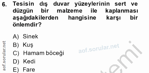 6. soru: Tesisin dış duvar yüzeylerinin sert ve düzgün birmalzeme ile kaplanması aşağıdakilerden hangisine karşı bir önlemdir?…