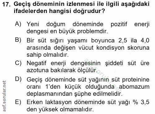 17. soru: Geçiş döneminin izlenmesi ile ilgili aşağıdaki ifadelerden hangisi doğrudur? A) Yeni doğum döneminde pozitif enerji d…