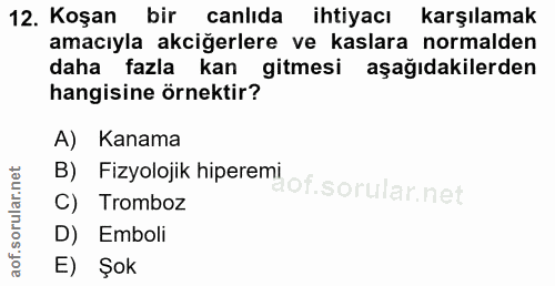 12. soru: Koşan bir canlıda ihtiyacı karşılamak amacıyla akciğerlere ve kaslara normalden daha fazla kan gitmesi aşağıdakilerde…