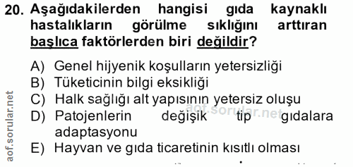 20. soru: Aşağıdakilerden hangisi gida kaynaklı hastalıkların görülme sıklığını arttiran başlıca faktörlerden biri değildir? A)…