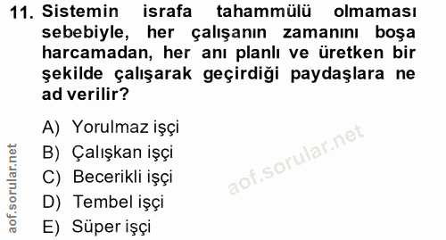 11. soru: Sistemin israfa tahammülü olmaması sebebiyle, her çalışanın zamanını boşa harcamadan, her anı planlı ve üretken bir ş…