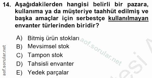 14. soru: Aşağıdakilerden hangisi belirli bir pazara, kullanıma ya da müşteriye taahhüt edilmiş ve başka amaçlar için serbestçe…
