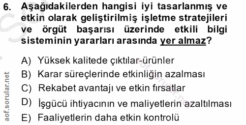 6. soru: Aşağıdakilerden hangisi iyi tasarlanmış ve etkin olarak geliştirilmiş işletme stratejileri ve örgüt başarısı üzerinde…