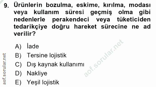 9. soru: Urünlerin bozulma, eskime, kırılma, modası veya kullanım süresi geçmiş olma gibi nedenlerle perakendeci veya tüketici…