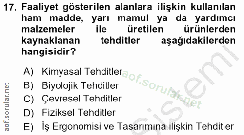 17. soru: Faaliyet gösterilen alanlara ilişkin kullanılan ham madde, yarı mamul ya da yardımcı malzemeler ile üretilen ürünlerd…