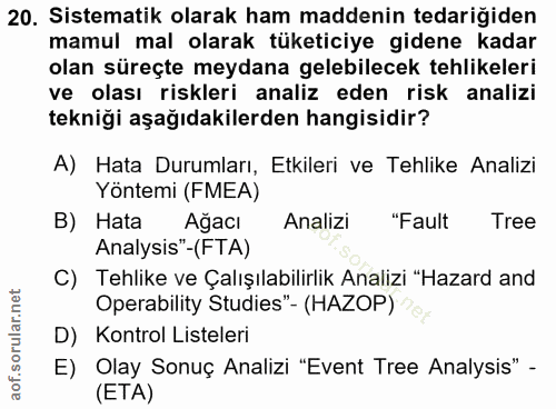 20. soru: Sistematik olarak ham maddenin tedariğiden mamul mal olarak tüketiciye gidene kadar olan süreçte meydana gelebilecek…