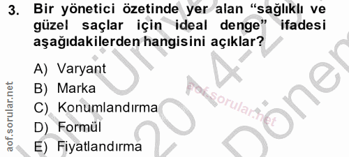 3. soru: Bir yönetici özetinde yer alan "sağlıklı ve güzel saçlar için ideal denge" ifadesi aşağıdakilerden hangisini açıklar?…