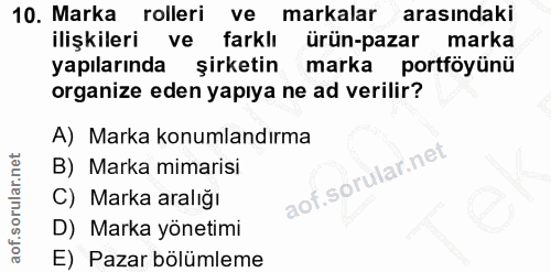 10. soru: Marka rolleri ve markalar arasındaki ilişkileri ve farklı ürün-pazar marka yapılarında şirketin marka portföyünü orga…