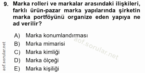 9. soru: Marka rolleri ve markalar arasındaki ilişkileri, farklı ürün-pazar marka yapılarında şirketin marka portföyünü organi…
