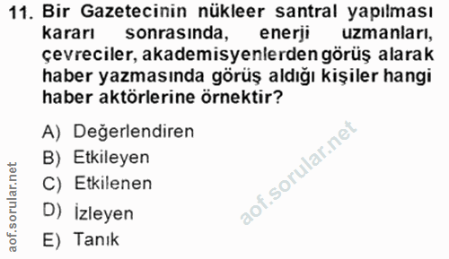 11. soru: Bir Gazetecinin nükleer santral yapılması kararı sonrasinda, enerji uzmanları, çevreciler, akademisyenlerden görüş al…