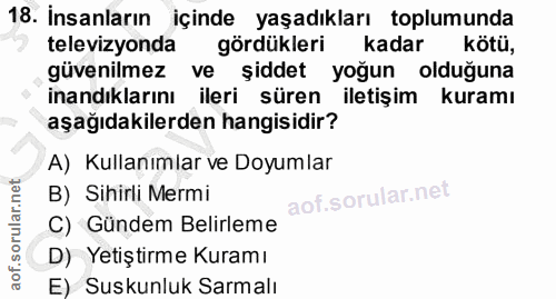 18. soru: Insanların içinde yaşadıkları toplumunda televizyonda gördükleri kadar kötü, güvenilmez şiddet yoğun olduğuna inandık…