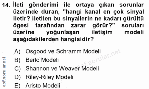 14. soru: Ileti gönderimi ile ortaya çıkan sorunlar üzerinde duran, "hangi kanal en çok sinyal iletir? iletilen bu sinyallerin…
