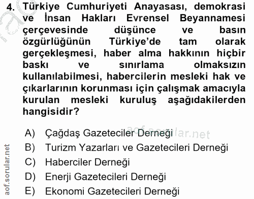 4. soru: Türkiye Cumhuriyeti Anayasası, demokrasi ve Insan Hakları Evrensel Beyannamesi çerçevesinde düşünce ve basın özgürlüg…