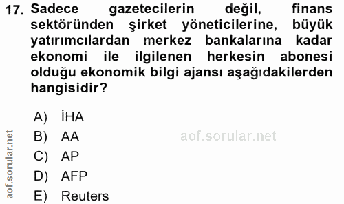 17. soru: Sadece gazetecilerin değil, finans sektöründen şirket yöneticilerine, büyük yatırımcılardan merkez bankalarına kadar…