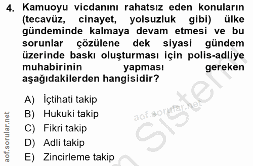4. soru: Kamuoyu vicdanını rahatsız eden konuların (tecavüz, cinayet, yolsuzluk gibi) ülke gündeminde kalmaya devam etmesi ve…