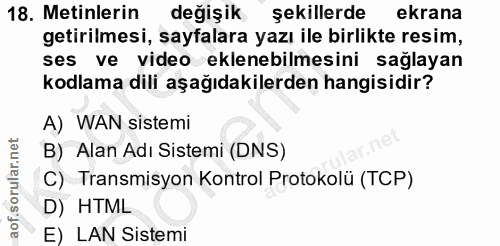 18. soru: Metinlerin değişik şekillerde ekrana getirilmesi, sayfalara yazı ile birlikte resim, ses ve video eklenebilmesini sag…