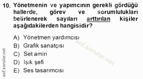 10. soru: Yönetmenin ve yapımcının gerekli gördüğü hallerde, görev ve sorumlulukları belirlenerek sayıları arttirilan kişiler a…