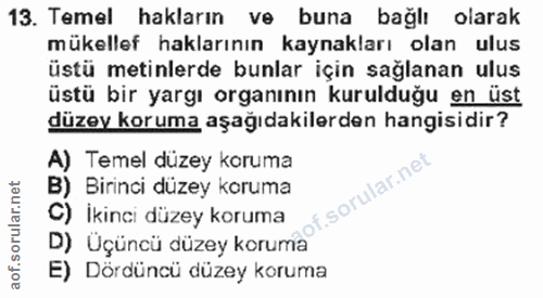 13. soru: Temel hakların ve buna bağlı olarak mükellef haklarının kaynakları olan ulus üstü metinlerde bunlar için sağlanan ulu…