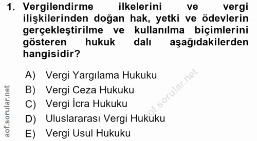 1. soru: Vergilendirme ilkelerini ve vergi ilişkilerinden doğan hak, yetki ve ödevlerin gerçekleştirilme ve kullanılma biçimle…