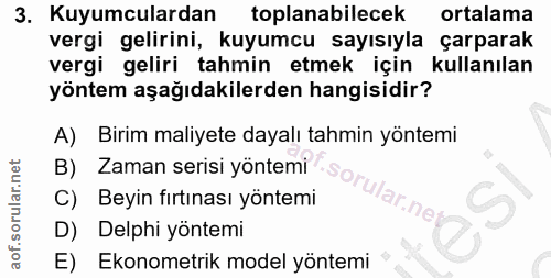 3. soru: Kuyumculardan toplanabilecek ortalama vergi gelirini, kuyumcu sayısıyla çarparak vergi geliri tahmin etmek için kulla…