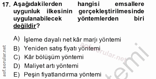 17. soru: Aşağıdakilerden hangisi emsallere uygunluk ilkesinin gerçekleştirilmesinde uygulanabilecek yöntemlerden biri değildir…