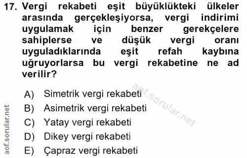 17. soru: Vergi rekabeti eşit büyüklükteki ülkeler arasında gerçekleşiyorsa, vergi indirimi uygulamak için benzer gerekçelere s…