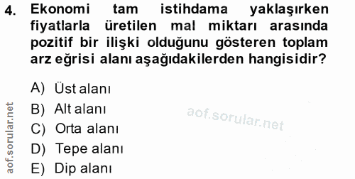 4. soru: Ekonomi tam istihdama yaklaşırken fiyatlarla üretilen mal miktarı arasında pozitif bir ilişki olduğunu gösteren topla…