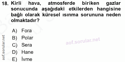 18. soru: Kirli hava, atmosferde biriken gazlar sonucunda aşağıdaki etkilerden hangisine bağlı olarak küresel ısınma sorununa n…
