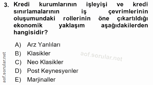 3. soru: Kredi kurumlarının işleyişi ve kredi sınırlamalarının vi çevrimlerinin oluşumundaki rollerinin Öne çıkartıldığı ekono…
