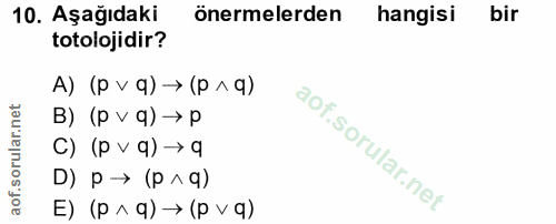 10. soru: epibesv ol uapuajou-auo IsIbuey 2 11P1f010101 bv d) (b^ d) (v d< (b ^ d) (g b < (b ^ d) (0 (b v d) < d (a b 1 d) (b v…
