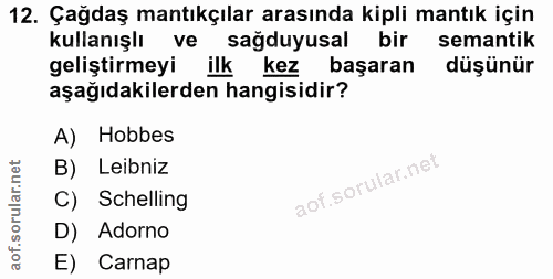 12. soru: Çağdaş mantıkçılar arasında kipli mantık için kullanışlı ve sağduyusal bir semantik geliştirmeyi ilk kez başaran düşü…