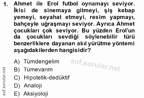 1. soru: Ahmet ile Erol futbol oynamayı seviyor. Ikisi de sinemaya gitmeyi, şiş kebap yemeyi, seyahat etmeyi, resim yapmayı, b…