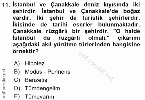 11. soru: İstanbul ve Çanakkale deniz kıyısında iki şehirdir. Istanbul ve Çanakkale'de boğaz vardır. İki şehir de turistik şehi…