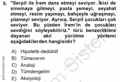 5. soru: "Serpil ile İrem dans etmeyi seviyor. İkisi de sinemaya gitmeyi, pasta yemeyi, seyahat etmeyi, resim yapmayı, bahçeyl…
