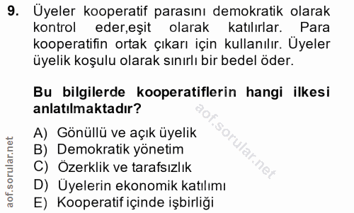 9. soru: Üyeler kooperatif parasını demokratik olarak kontrol eder,eşit olarak katılırlar. Para kooperatifin ortak çıkarı için…