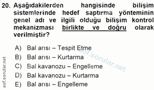 20. soru: Aşağıdakilerden hangisinde bilişim sistemlerinde hedef saptırma yönteminin genel adı ve ilgili olduğu bilişim kontrol…