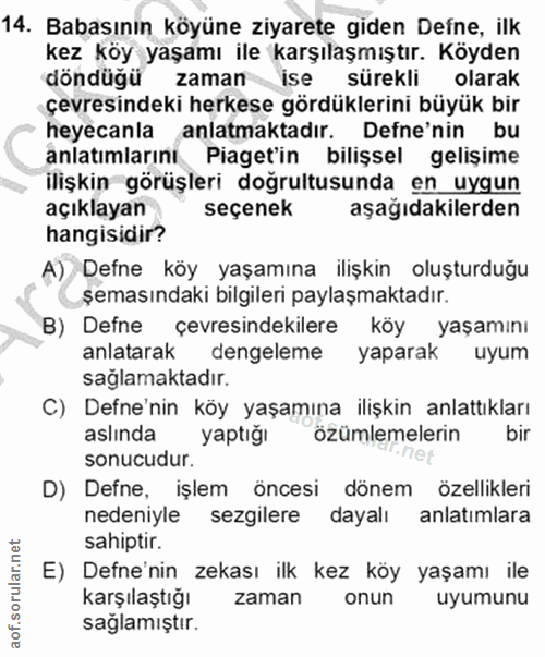 14. soru: Babasının köyüne ziyarete giden Defne, ilk kez köy yaşamı ile karşılaşmıştır. Köyden döndüğü zaman ise sürekli olarak…