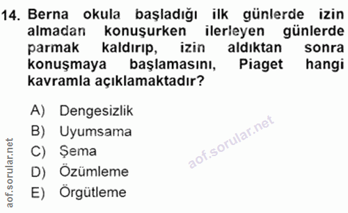 14. soru: Berna okula başladığı ilk günlerde izin almadan konuşurken ilerleyen günlerde parmak kaldırıp, izin aldiktan sonra ko…