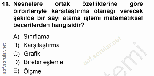 18. soru: Nesnelere ortak özelliklerine göre birbirleriyle karşılaştırma olanağı verecek şekilde bir sayı atama işlemi matemati…