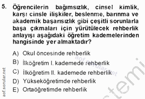 5. soru: Öğrencilerin bağımsızlık, cinsel kimlik, karşı cinsle ilişkiler, beslenme, barınma ve akademik başarısızlık gibi çeşi…