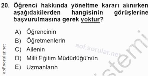 20. soru: Öğrenci hakkında yöneltme kararı alınırken aşağıdakilerden hangisinin görüşlerine başvurulmasına gerek yoktur? A) Öğr…