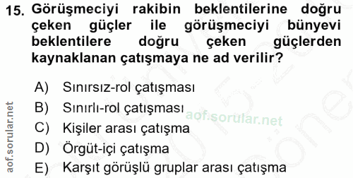 15. soru: Görüşmeciyi rakibin beklentilerine doğru çeken güçler ile görüşmeciyi bünyevi beklentilere doğru çeken güçlerden kayn…