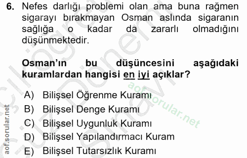 6. soru: Nefes darlığı problemi olan ama buna rağmen sigarayı bırakmayan Osman aslında sigaranın sağlığa • kadar da zararlı ol…
