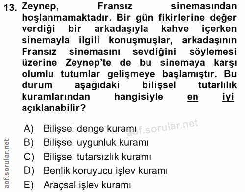 13. soru: Zeynep, Fransız sinemasından hoşlanmamaktadır. Bir gün fikirlerine değer verdiği bir arkadaşıyla kahve içerken sinema…